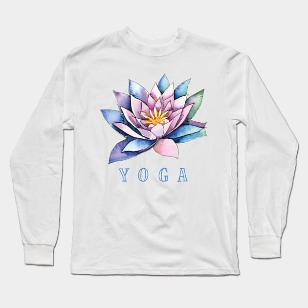 Yoga Lotus Flower Long Sleeve T-Shirt by TomiTee